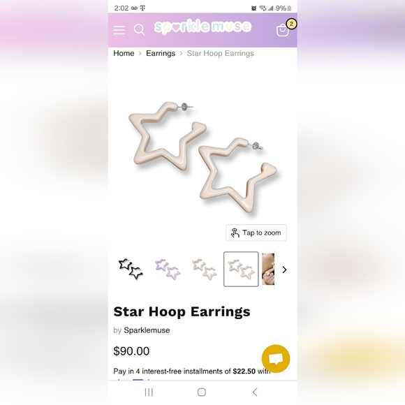 NIP SPARKLEMUSE CREAM STAR EARRINGS - Picture 8 of 8